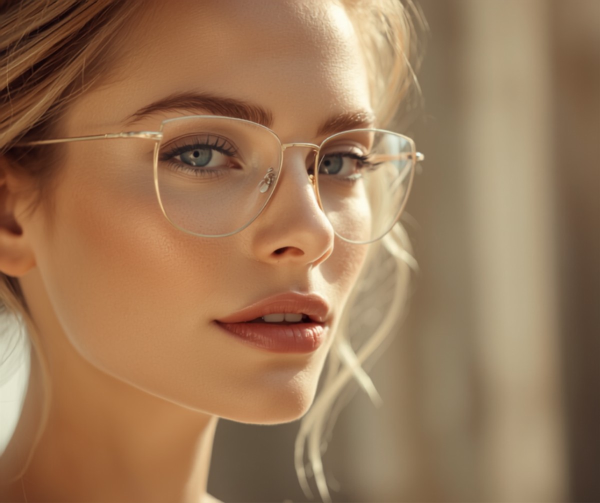 Maquillaje de novia con gafas en Barcelona con mirada definida y montura que enmarca el rostro